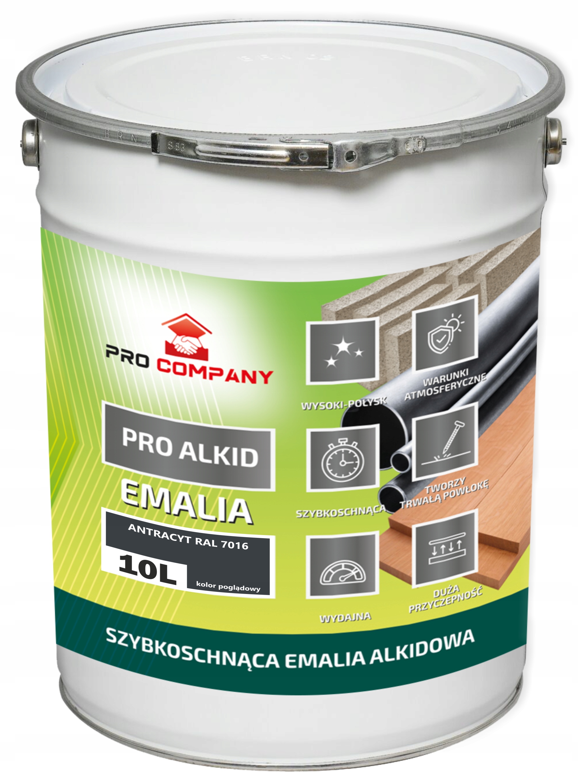 PRO ALKID Rýchloschnúci alkydový email 10l Antracit RAL 7016